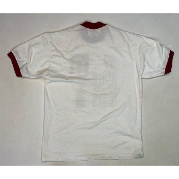 VINTAGE Tequesta Trace Graphic T-shirt Men Medium White Ringer USA 90s - Picture 7 of 11